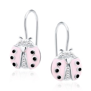 Cercei argint buburuza roz cu pietre  Ladybug DiAmanti Z1804JR_P-DIA (Argint 925‰ 1,5 g.)